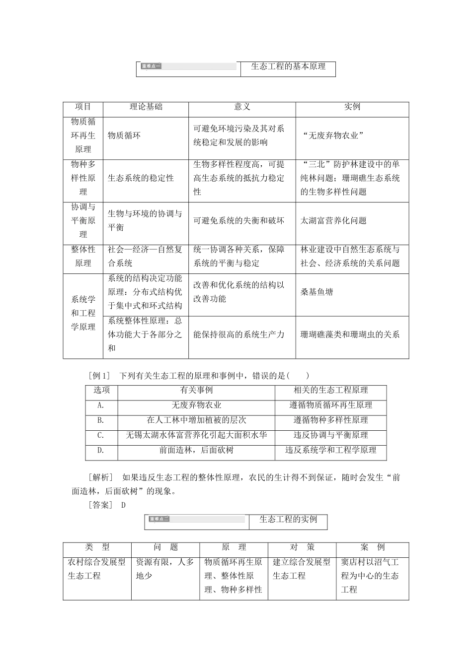 2014届高考生物一轮教师用书 第4讲 生态工程教案 新人教版选修3_第3页