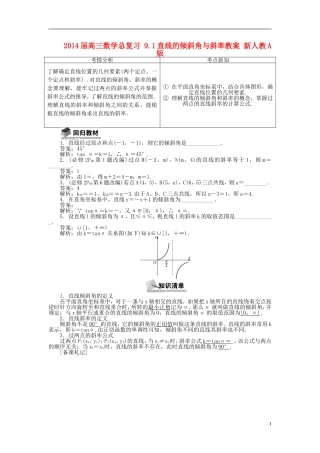 2014届高三数学总复习 9.1直线的倾斜角与斜率教案 新人教A版