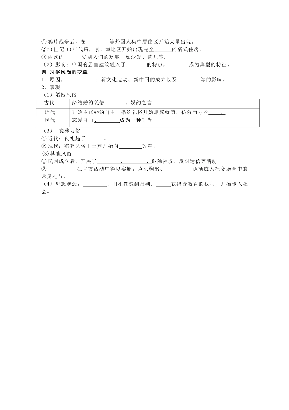 2014届高考历史一轮复习 物质生活与社会习俗的变迁学案 人民版必修2_第2页