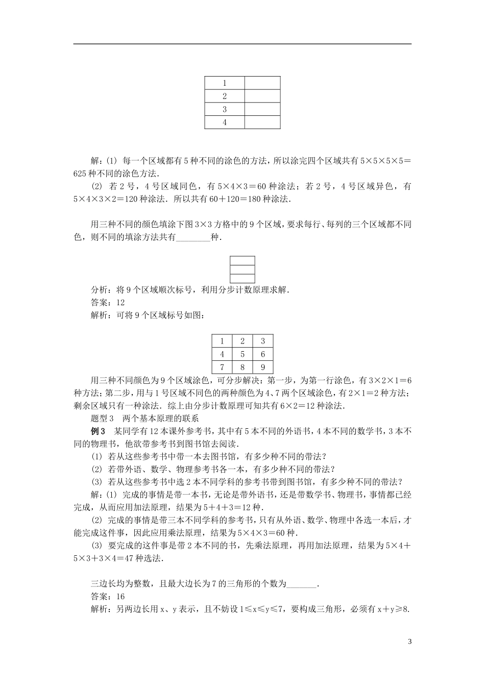 2014届高三数学总复习 11.1分类加法计数原理与分步乘法教案 新人教A版_第3页