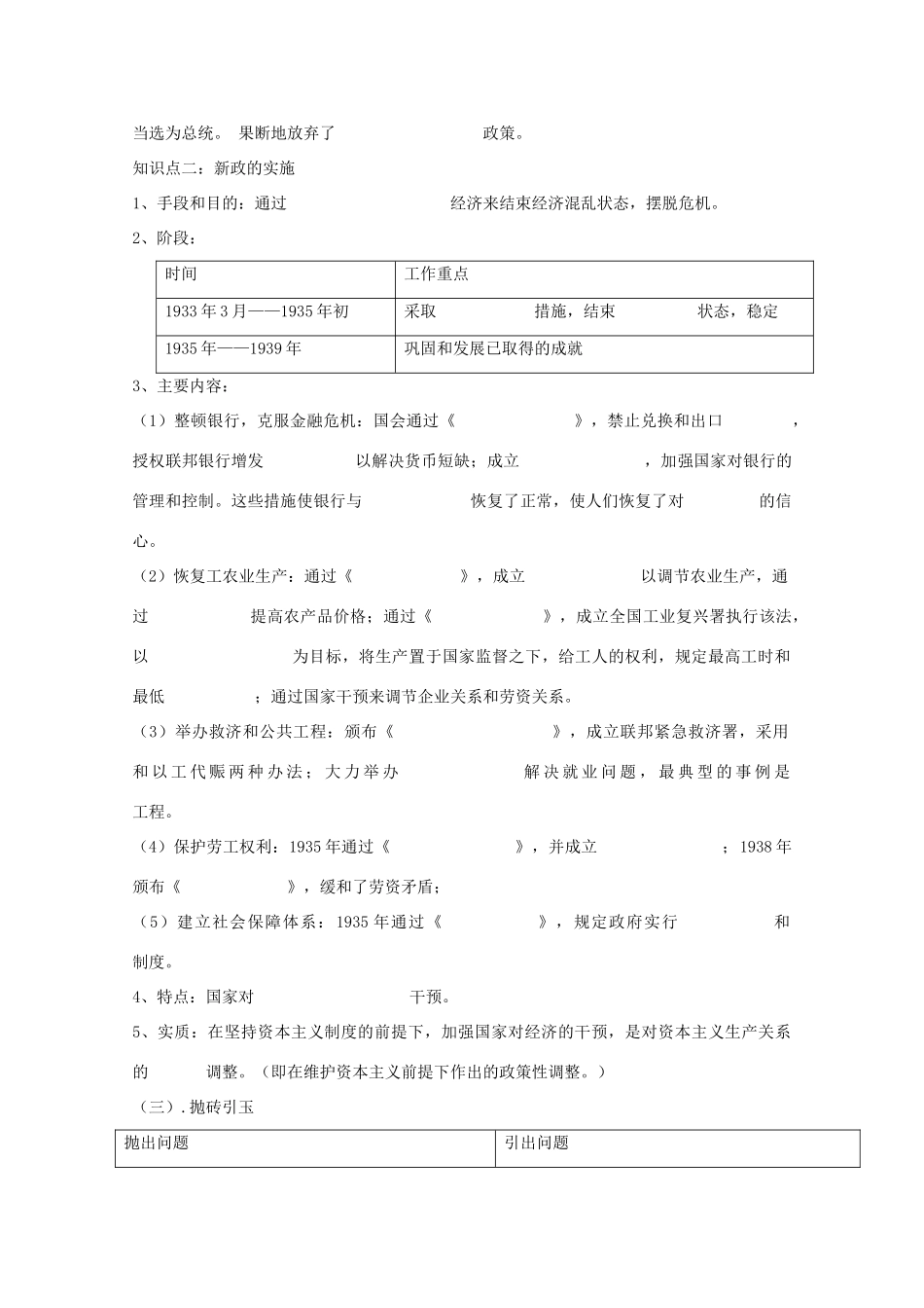 2014年高中历史 6.2 罗斯福新政学案 人民版必修2_第2页