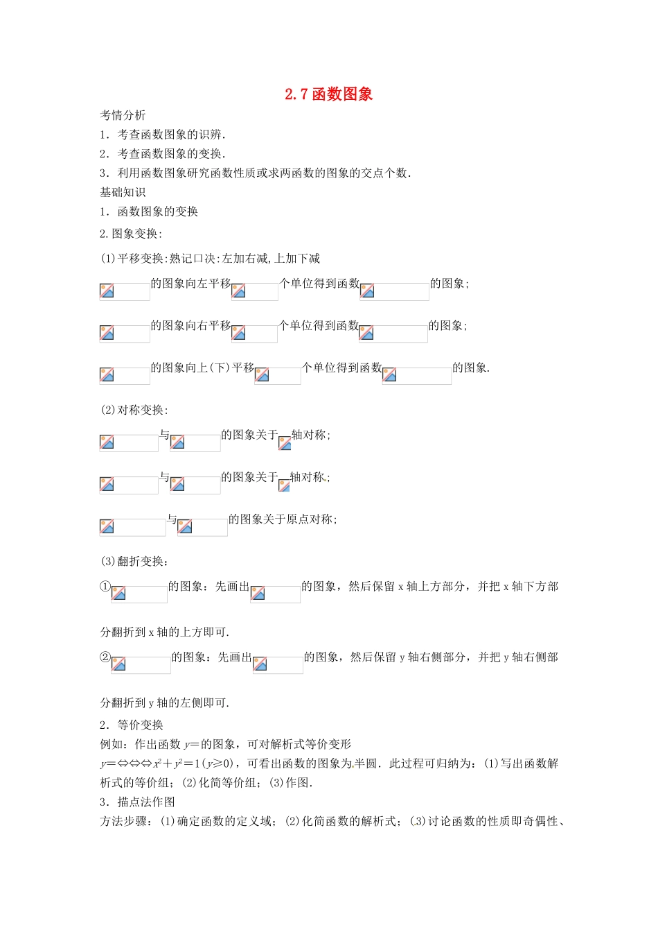 2014届高考数学一轮必备 2.7《函数图象》考情分析学案_第1页