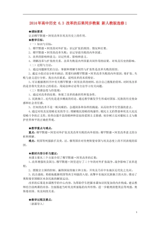 2014年高中历史 6.3 改革的后果同步教案 新人教版选修1