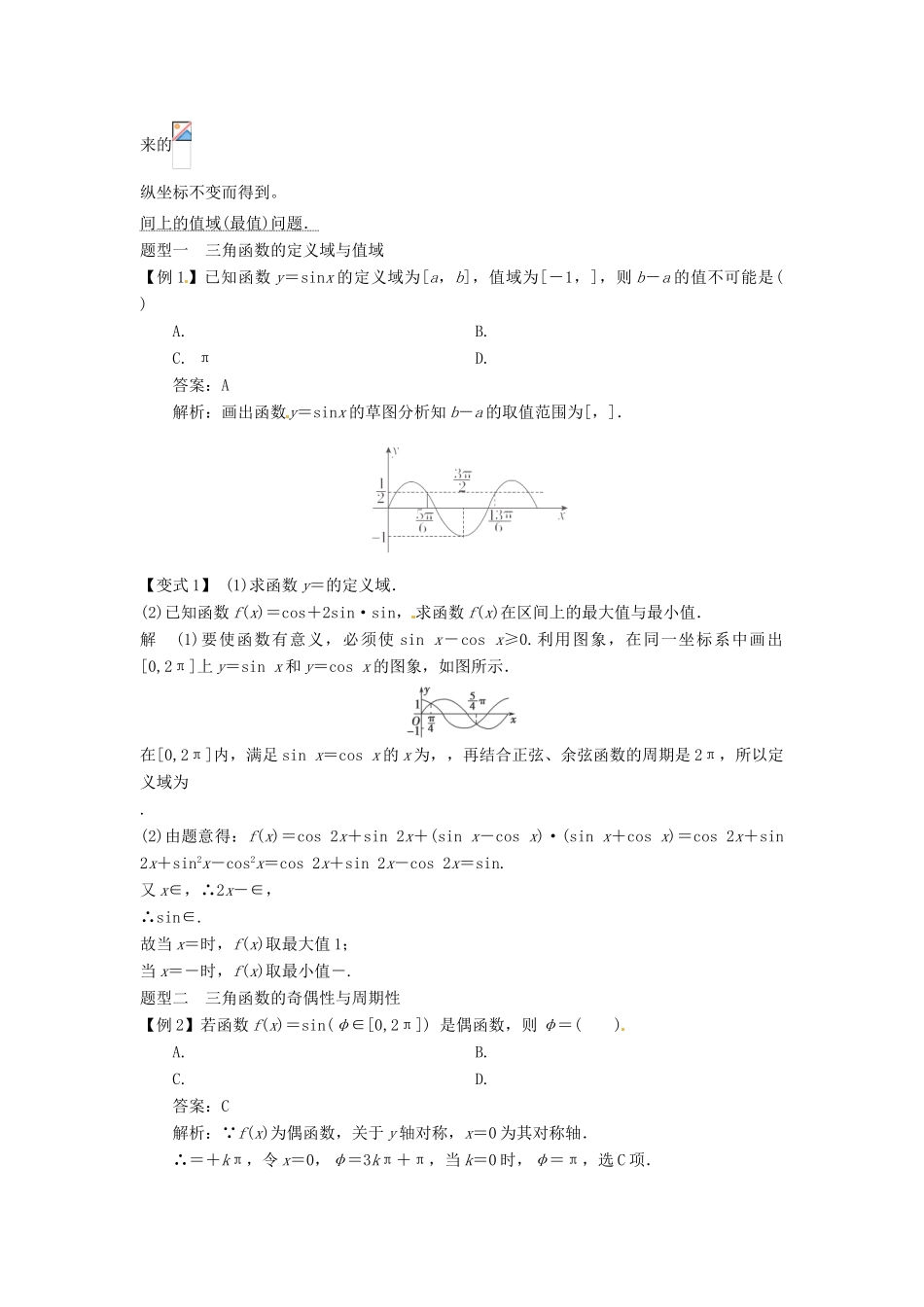 2014届高考数学一轮必备 4.3《三角函数的图象与性质》考情分析学案_第2页