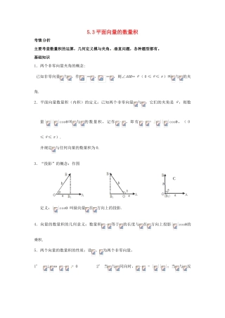 2014届高考数学一轮必备 5.3《平面向量的数量积》考情分析学案