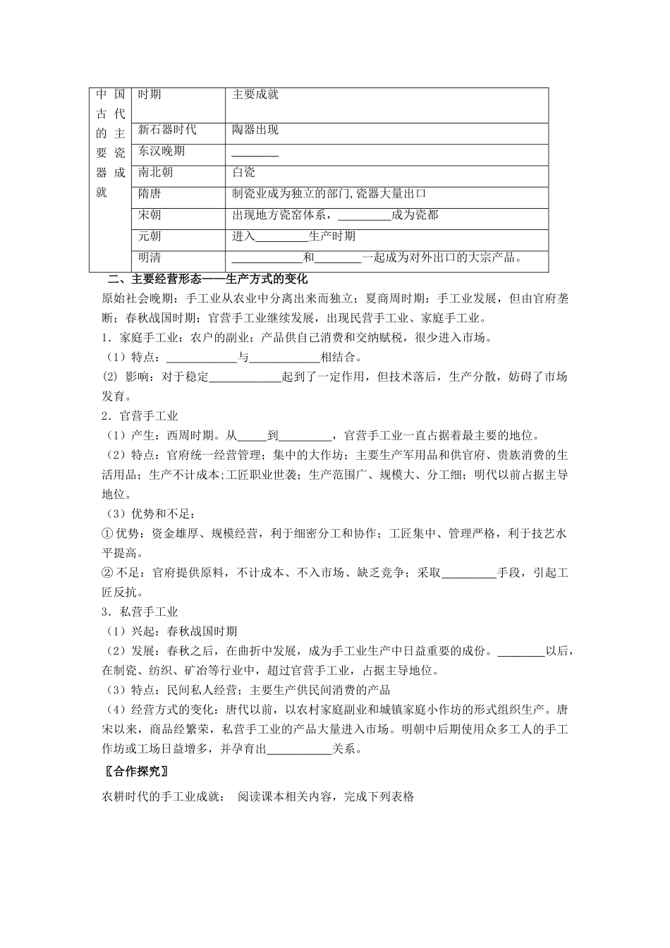 2014年高中历史 第4课 农耕时代的手工业导学案 岳麓版必修2_第2页