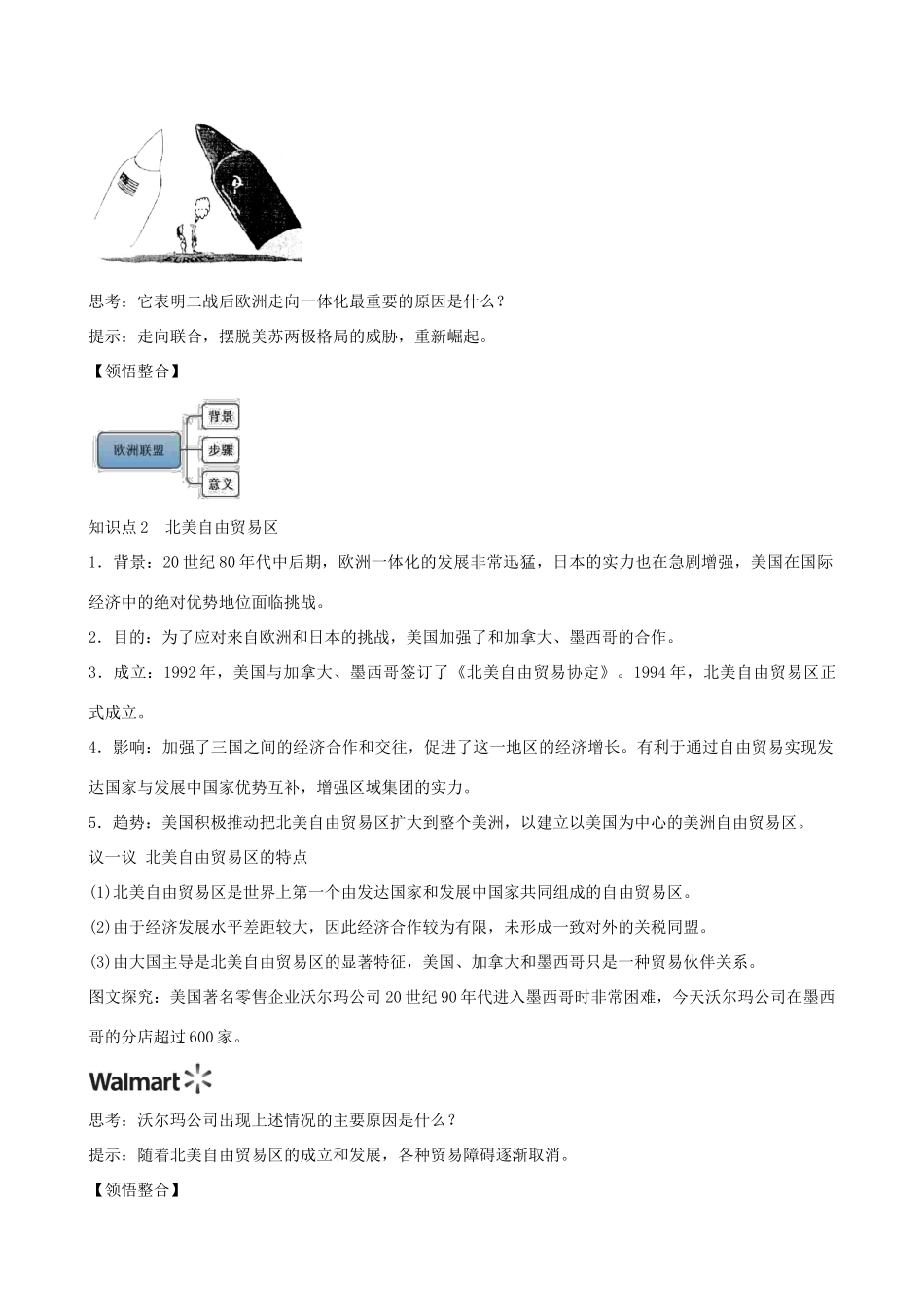 2014年高中历史 第八单元第23课 世界经济的区域集团化同步学案 新人教版必修2_第2页