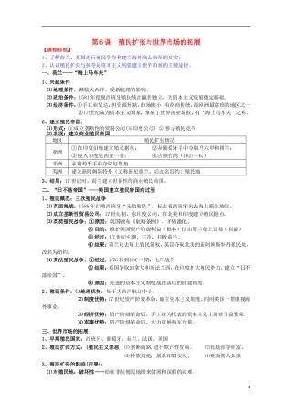 2014届高考历史一轮复习提纲 殖民扩张与世界市场的拓展 新人教版必修2