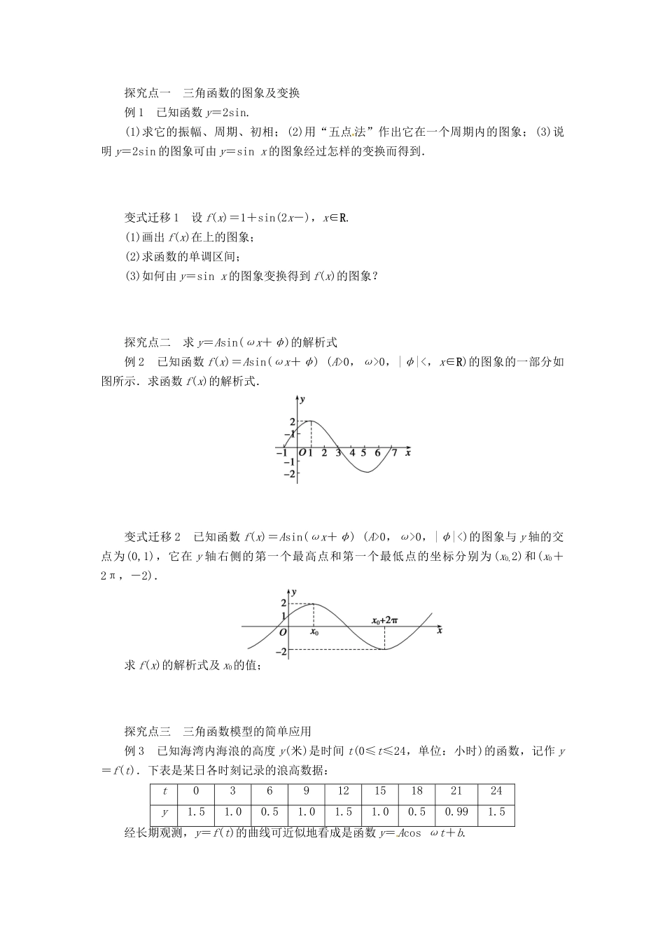 2014届高考数学一轮复习 第4章《函数y＝Asin(ωx＋φ)的图象及三角函数模型的简单应用》名师首选学案 新人教A版_第2页