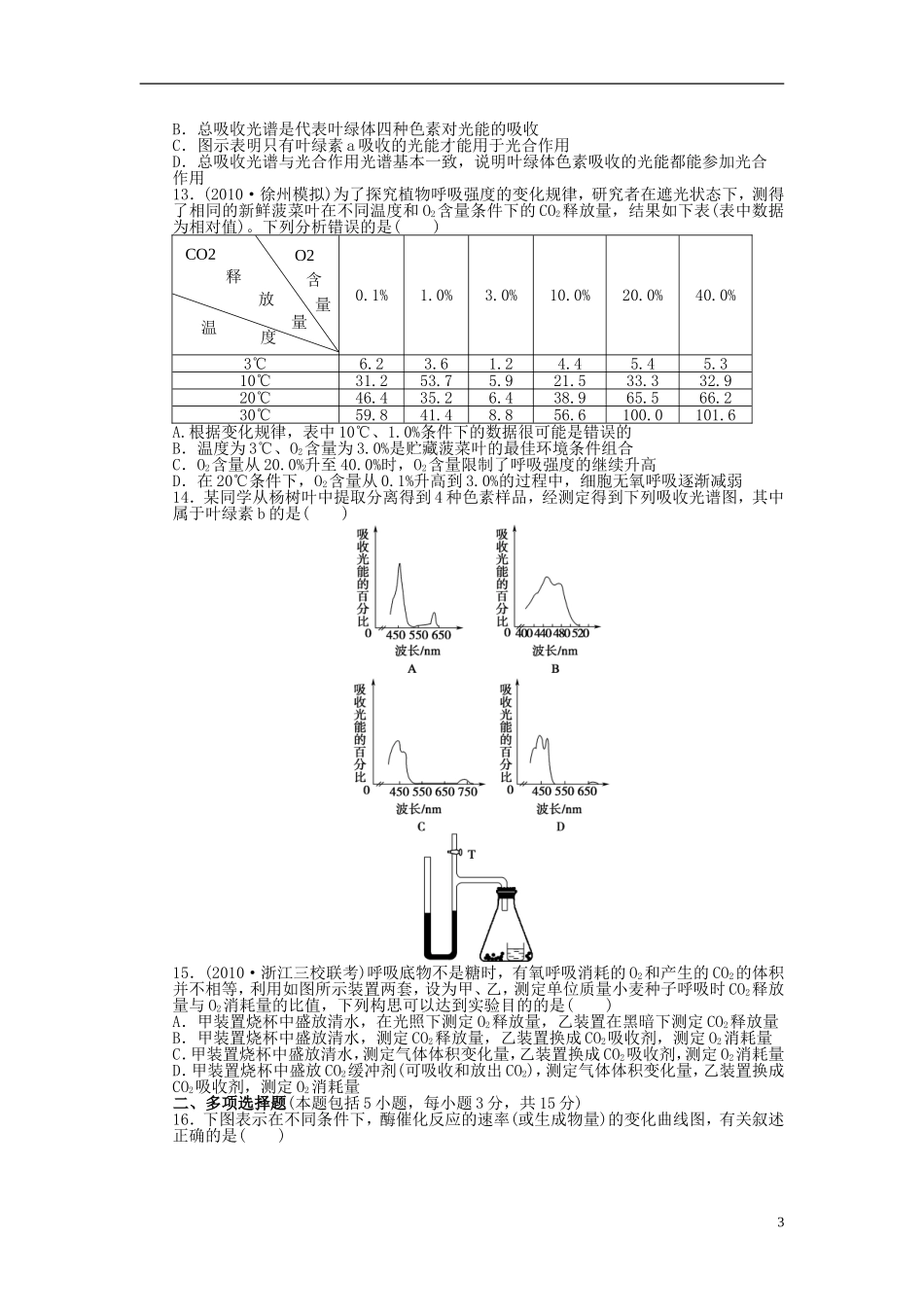 2014届高三生物大一轮复习 第三单元 单元检测_第3页