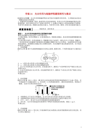 2014届高三生物大一轮复习 第三单元 学案14 光合作用与细胞呼吸题型探究与集训