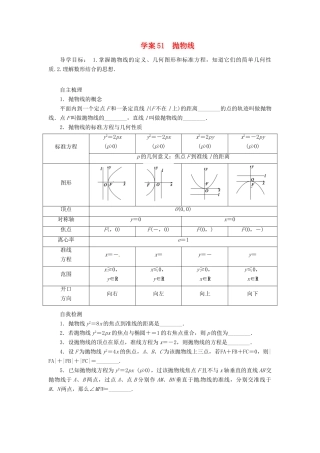 2014届高考数学一轮复习 第9章《抛物线》名师首选学案 新人教A版