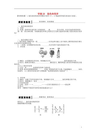 2014届高三生物大一轮复习 学案28染色体变异
