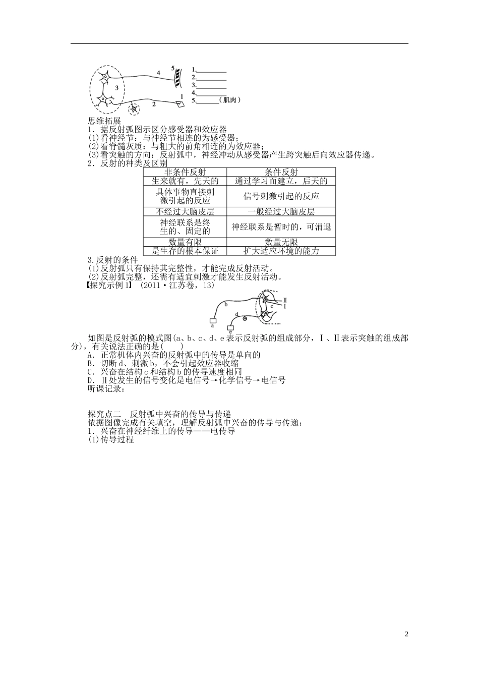 2014届高三生物大一轮复习 学案34通过神经系统的调节_第2页