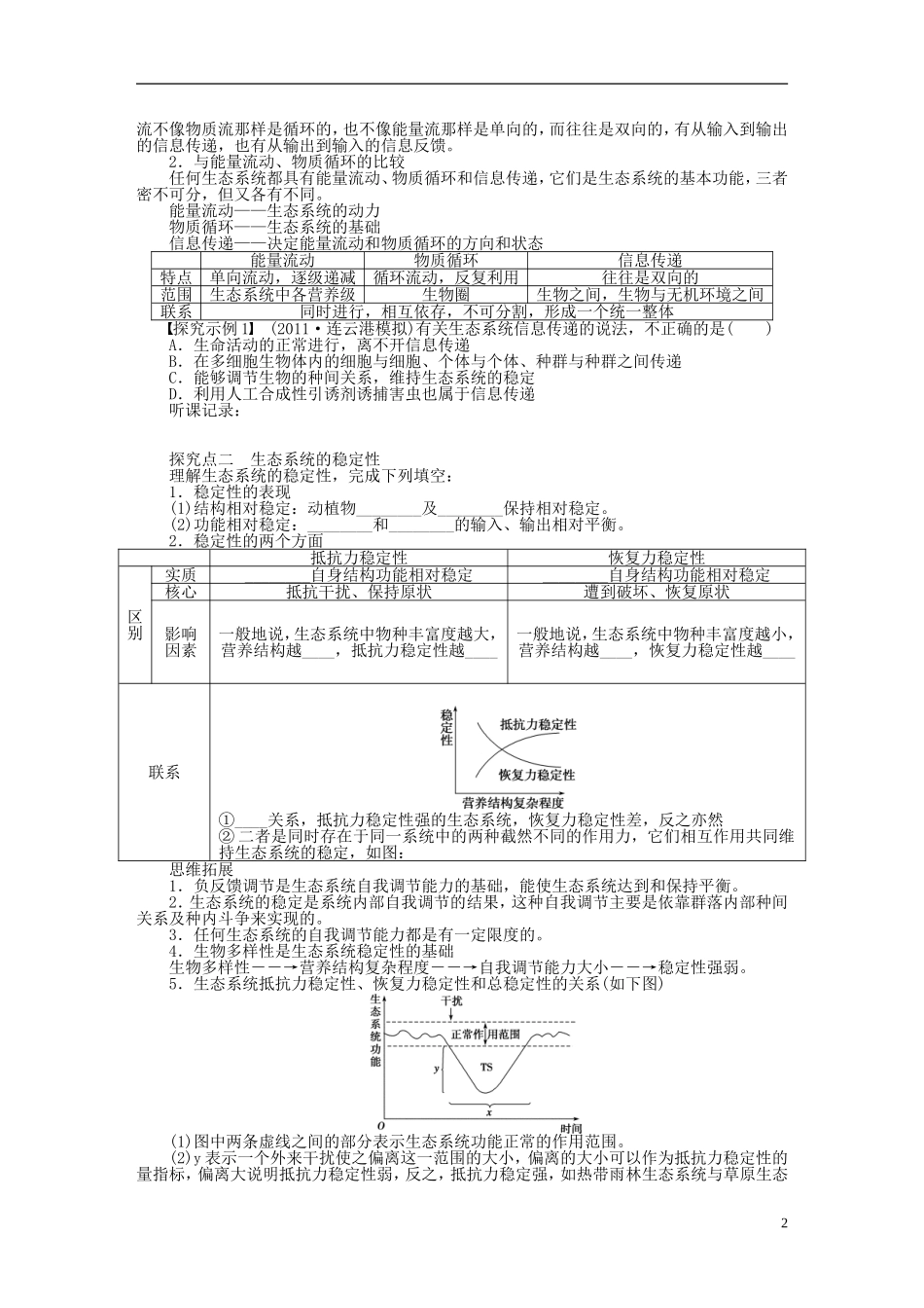 2014届高三生物大一轮复习 学案45生态系统的信息传递_第2页