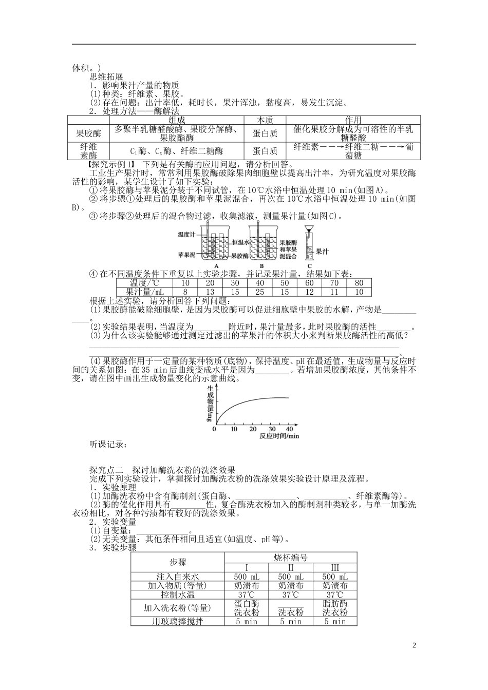 2014届高三生物大一轮复习 学案56酶的研究与应用_第2页