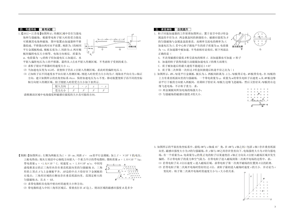 2014届高考物理一轮复习 带电粒子在复合场中的运动教学案_第3页