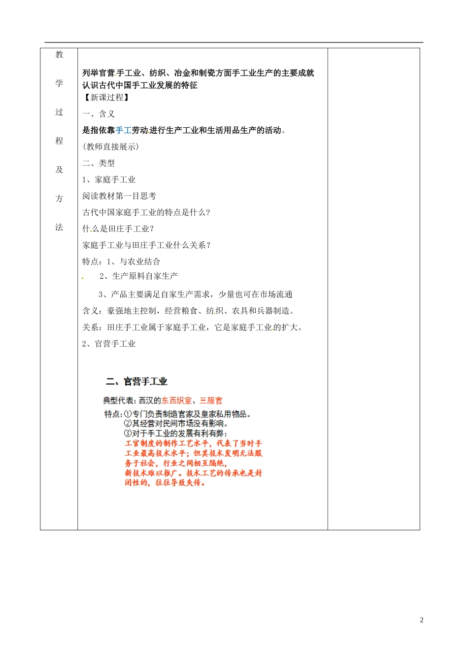2014年高中历史 专题一 第二节 古代中国手工业经济教案 人民版必修2_第2页