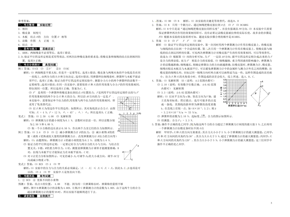 2014届高考物理一轮复习 探究力的平行四边形定则教学案_第3页