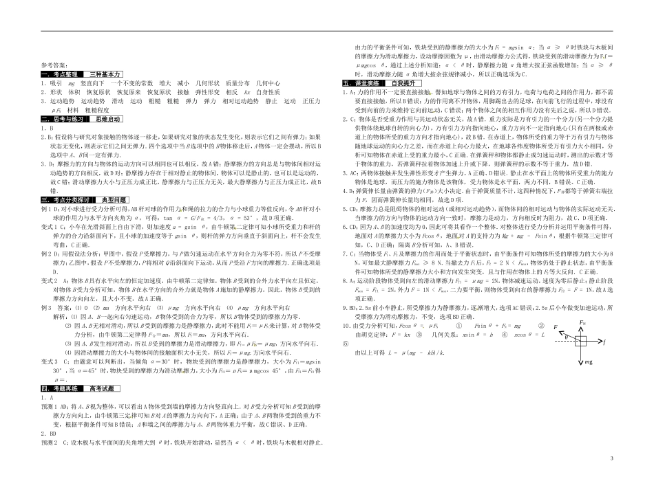 2014届高考物理一轮复习 重力 弹力 摩擦力教学案_第3页