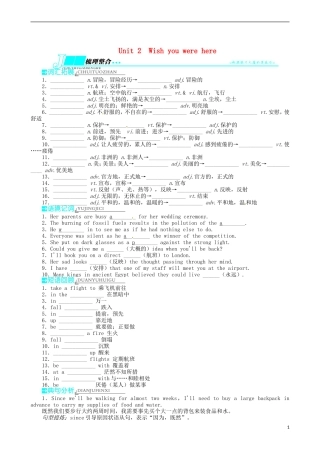 2014届高三英语一轮复习 模块2 Unit2 Wishyouwerehere学案