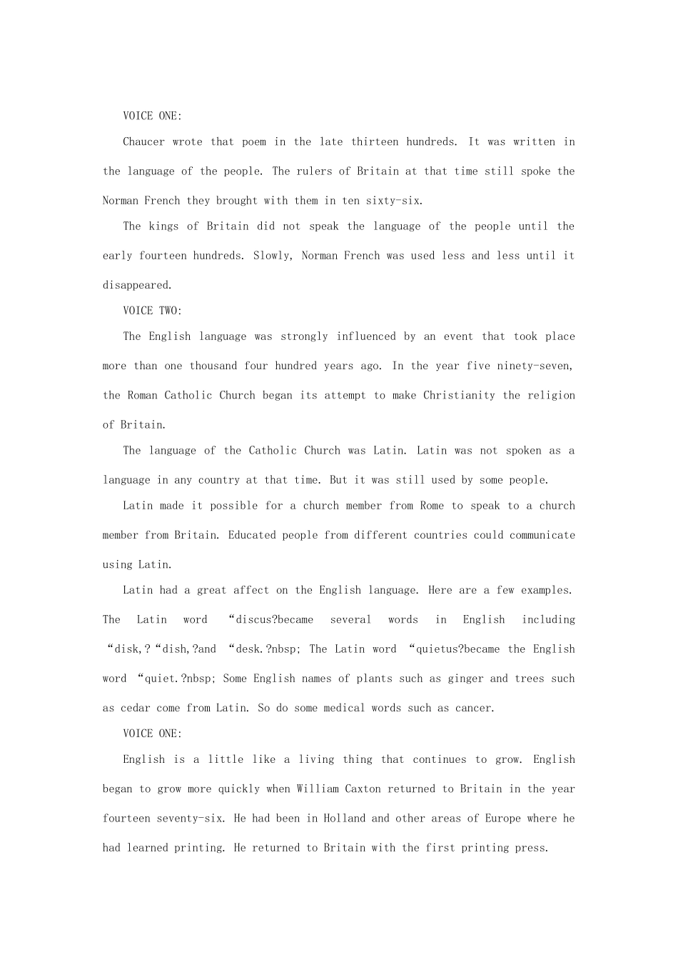 2014年秋高中英语 Module 1 British and American English The History of English素材 外研版必修5_第2页