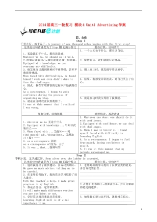 2014届高三英语一轮复习 模块4 Unit1 Advertising学案