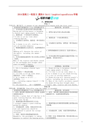 2014届高三英语一轮复习 模块6 Unit1 Laughterisgoodforyou学案