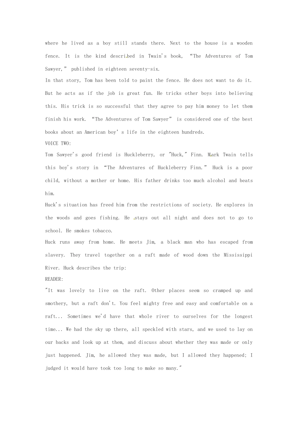 2014年秋高中英语 Module 3 Adventure in Literature and the Cinema Mark Twain One of America's Best Known and Best Loved Writers素材 外研版必修5_第3页