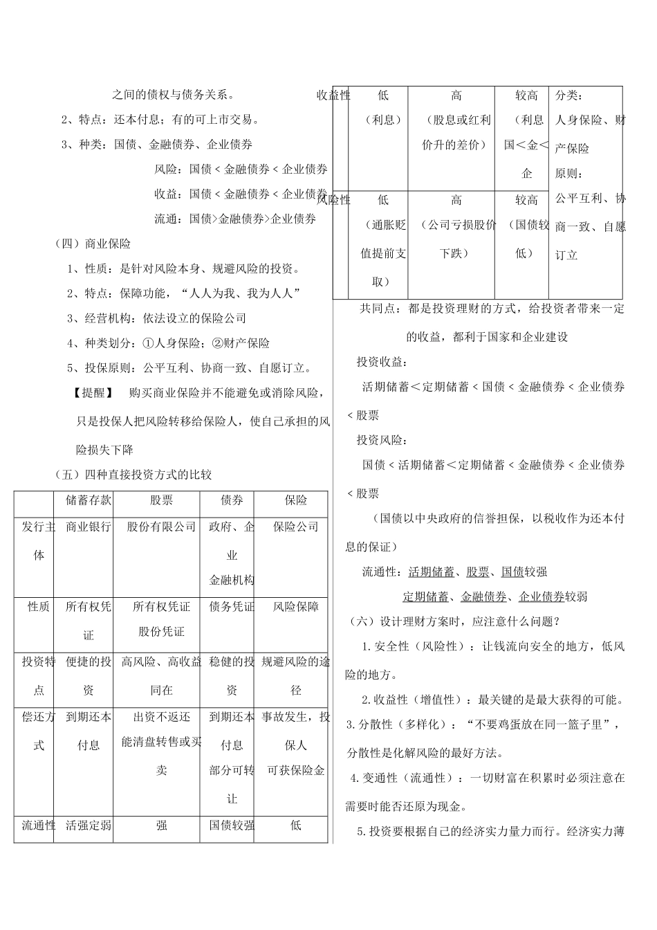2014年高中政治 第二单元 第六课 投资理财的选择知识点分析 新人教版必修1_第3页