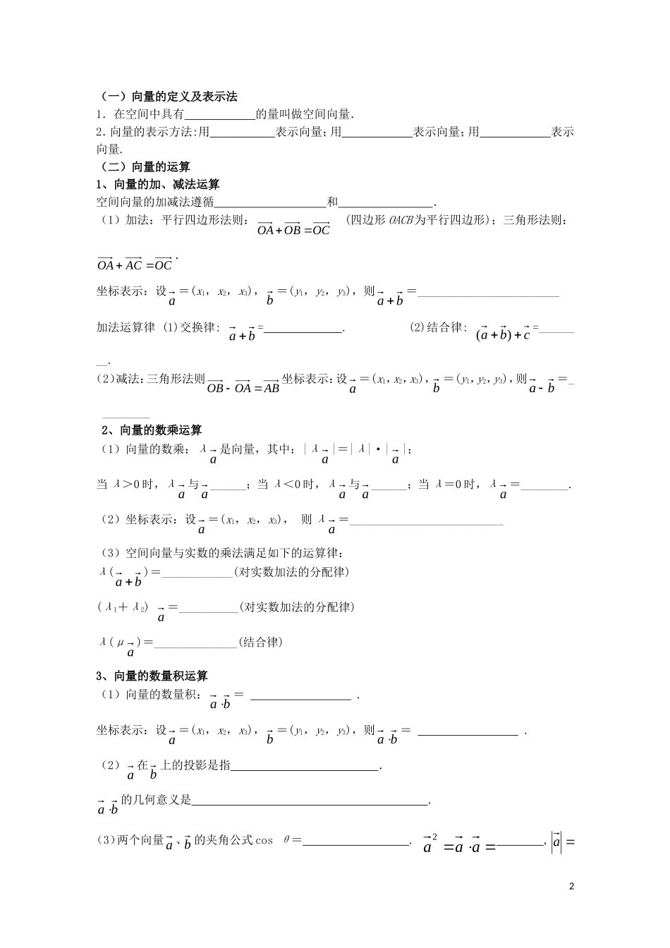 2014年全国高中数学 青年教师展评课 向量法教学设计（甘肃白银八中）_第2页