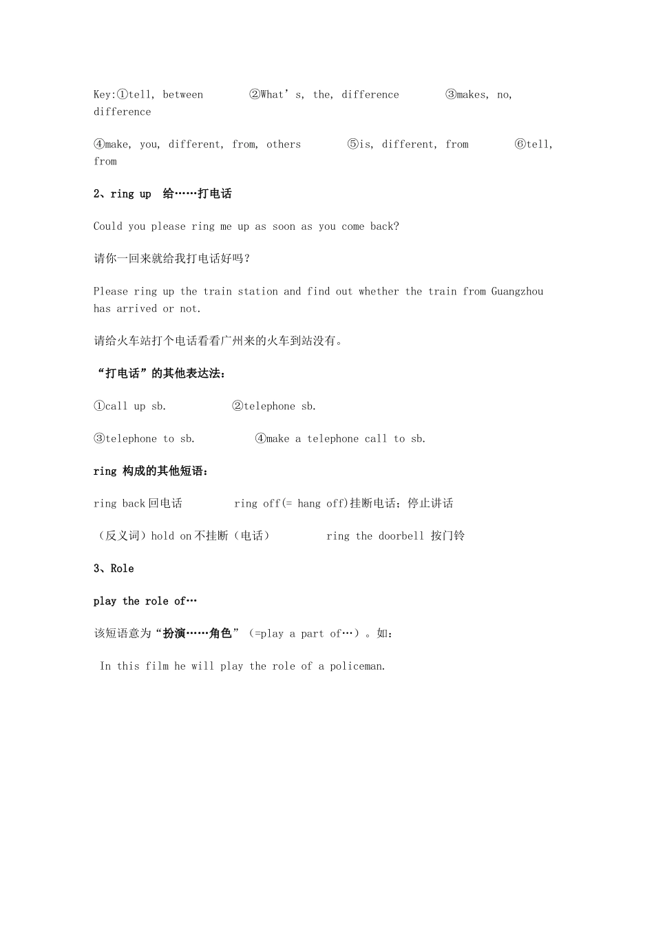 2014届高考英语 重点词汇归纳 如何表示“不同，区别”复习剖析_第2页