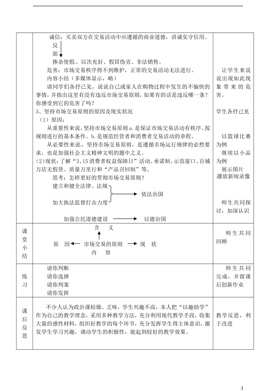 2014届高考政治 市场交易的原则复习说课教案 新人教版必修1_第3页