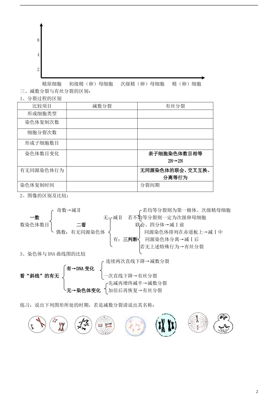 2014年高中生物 2.1减数分裂和受精作用导学案 新人教版必修2_第2页