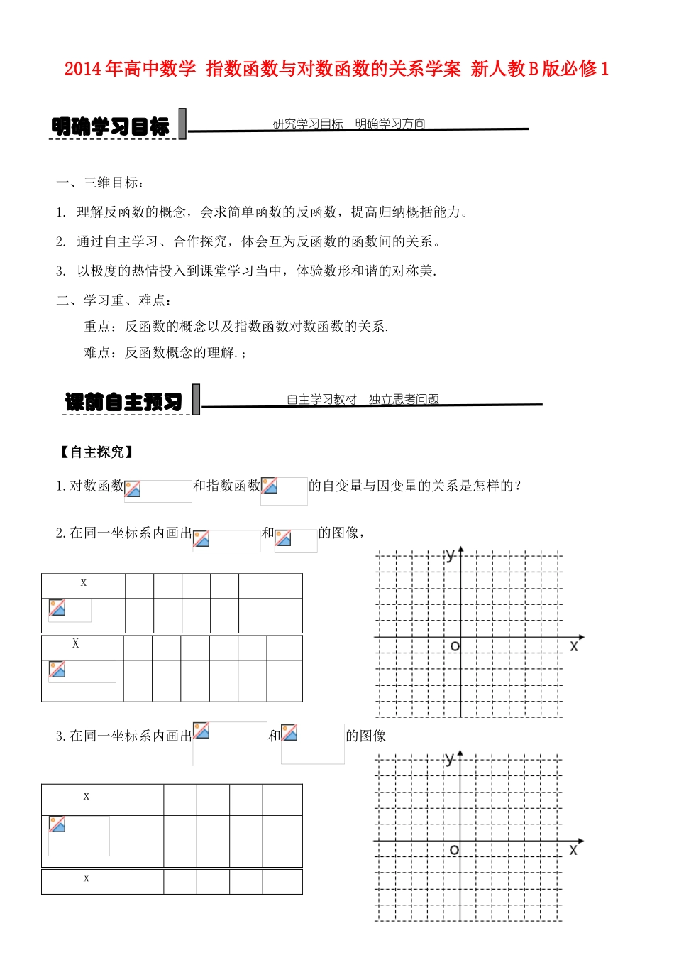 2014年高中数学 指数函数与对数函数的关系学案 新人教B版必修1_第1页