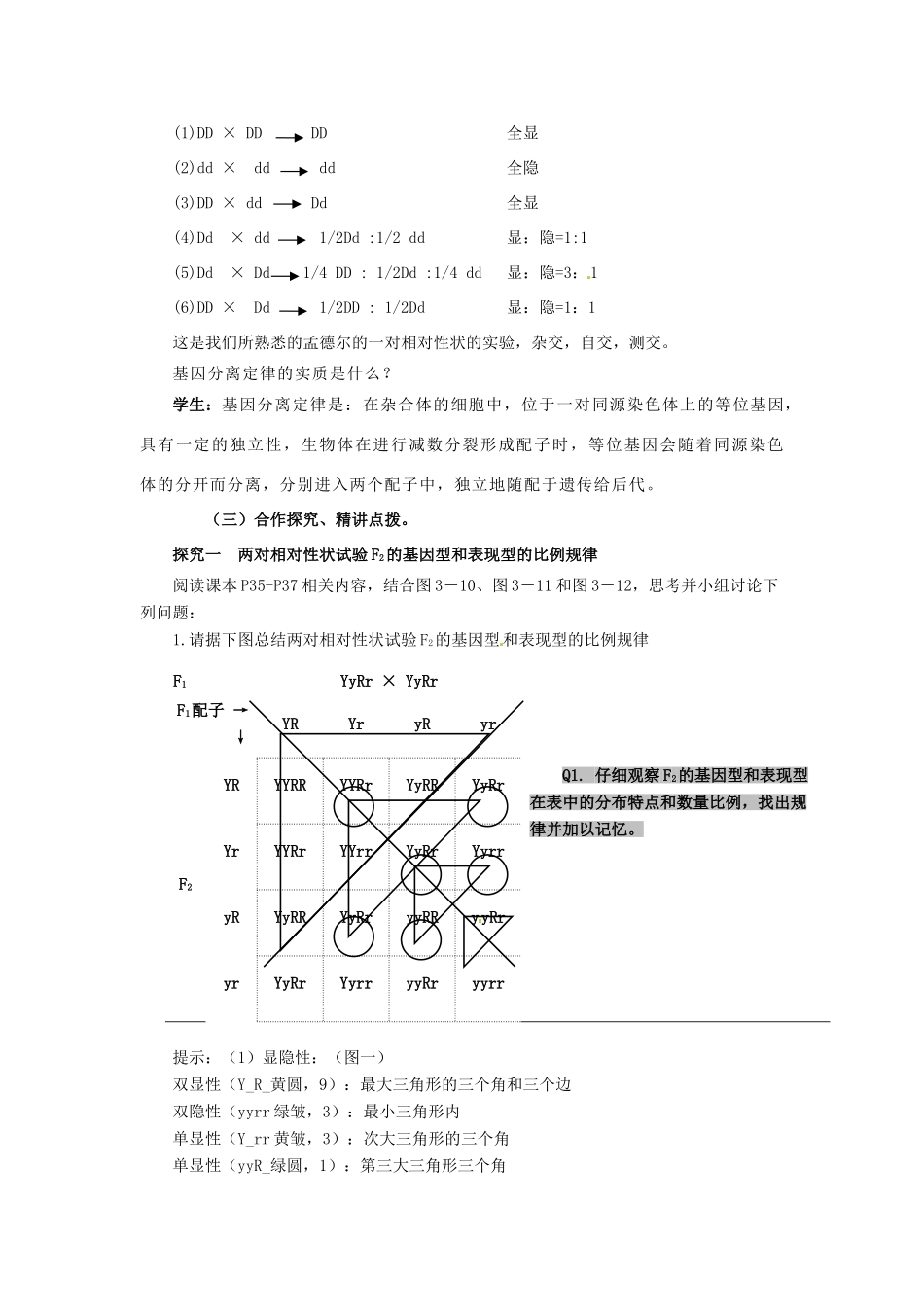 2014年高中物理 3.2 基因自由组合定律教学设计（1）苏教版必修2_第3页