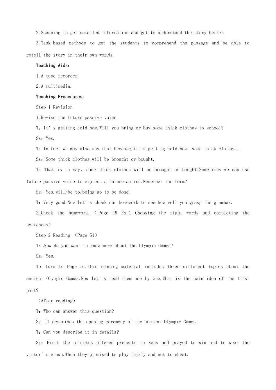 2014年高中英语 Unit 2 The Olympic Games Period 3 Extensive Reading同步教学备课教案 新人教版必修2_第2页