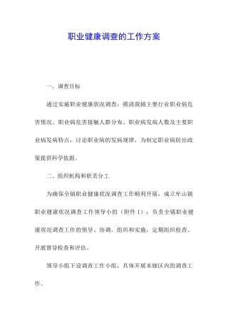 职业健康调查的工作方案