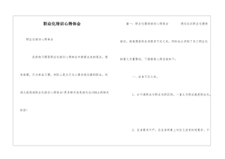 职业化培训心得体会