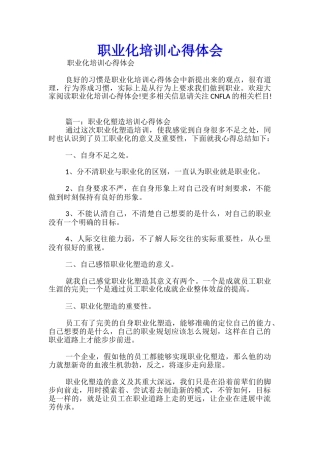 职业化培训心得体会