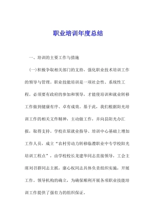 职业培训年度总结