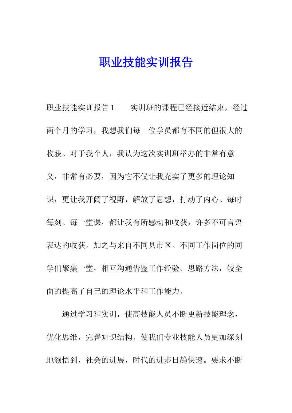 职业技能实训报告_第1页