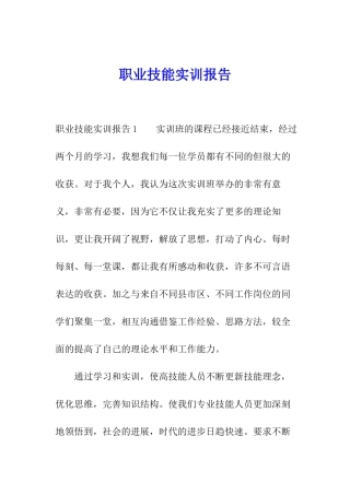 职业技能实训报告
