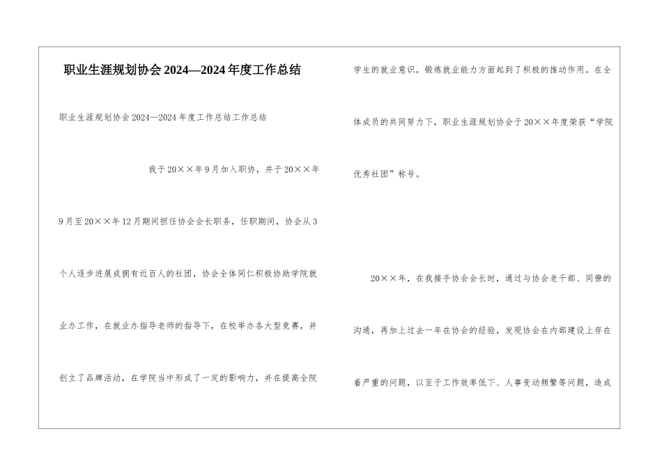 职业生涯规划协会2024—2024年度工作总结_第1页