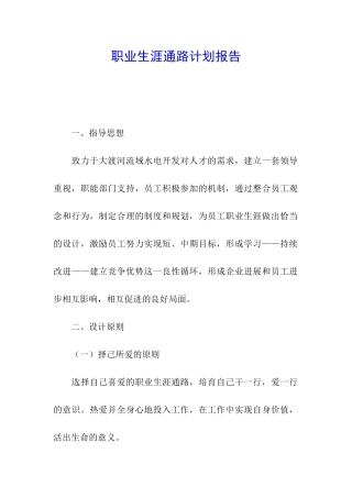 职业生涯通路计划报告