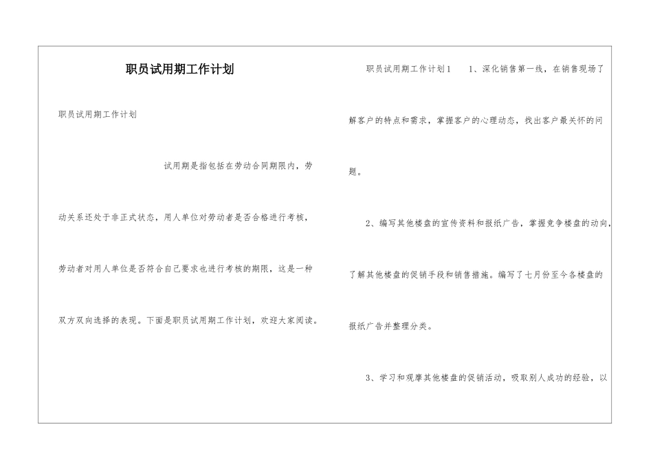 职员试用期工作计划_第1页