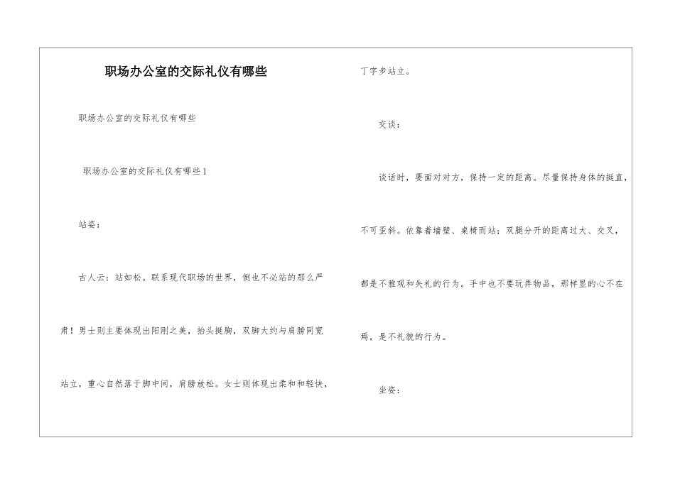职场办公室的交际礼仪有哪些_第1页
