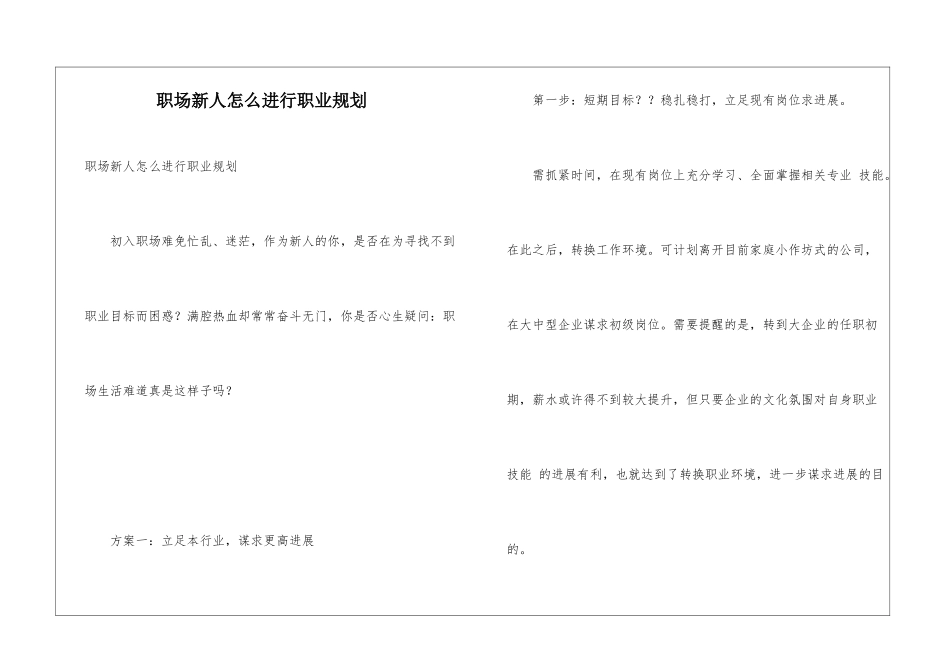 职场新人怎么进行职业规划_第1页