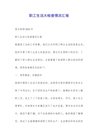 职工生活大检查情况汇报-