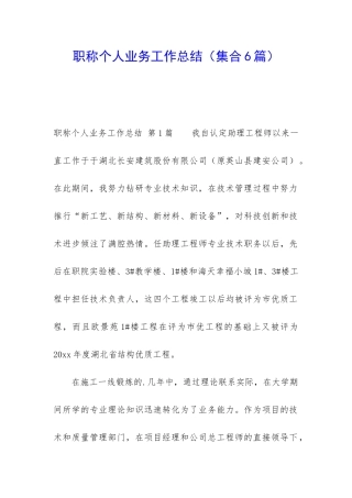 职称个人业务工作总结